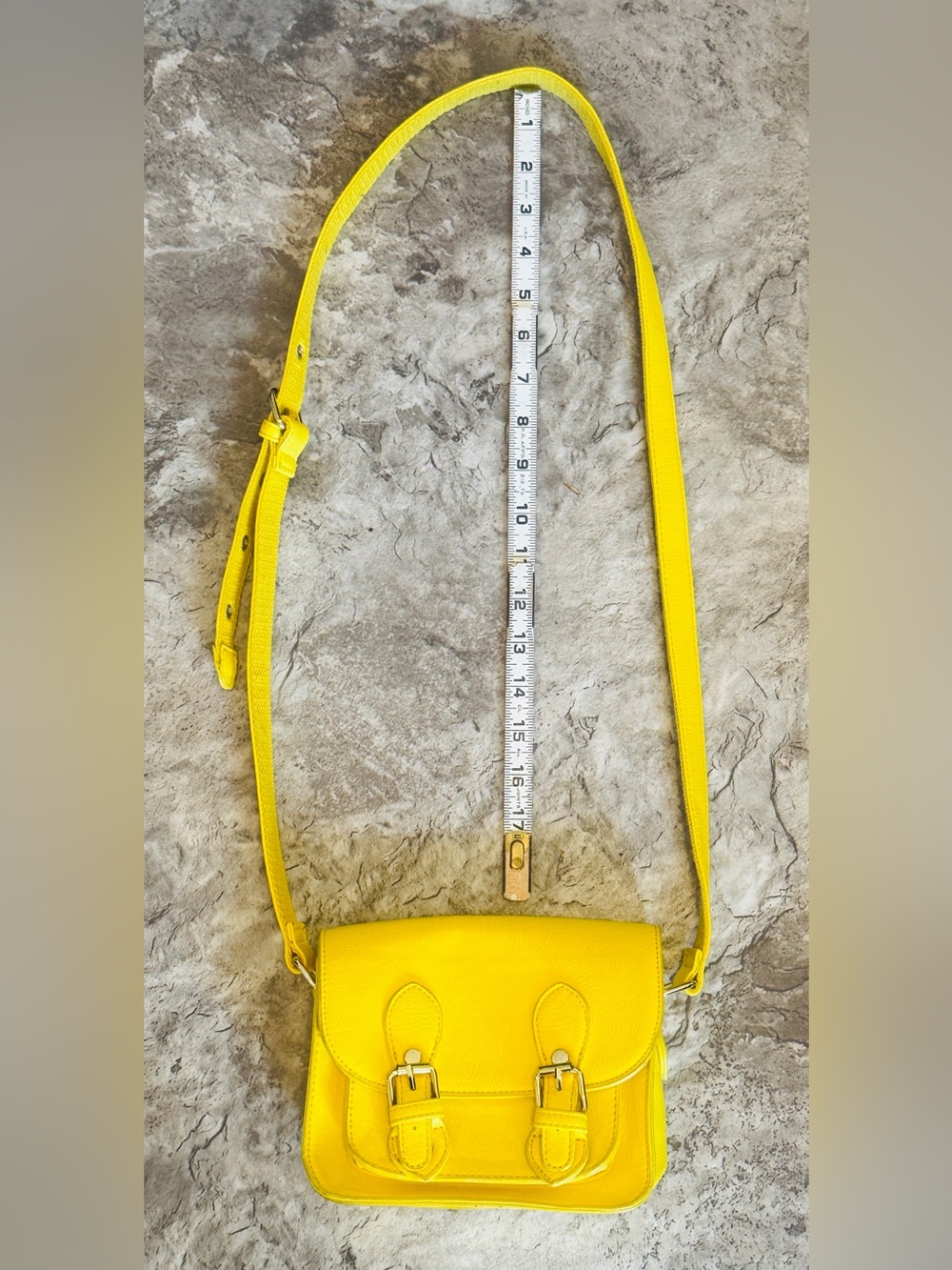 Yellow Women's Leather Satchel Crossbody Bag - Picture 5 of 9